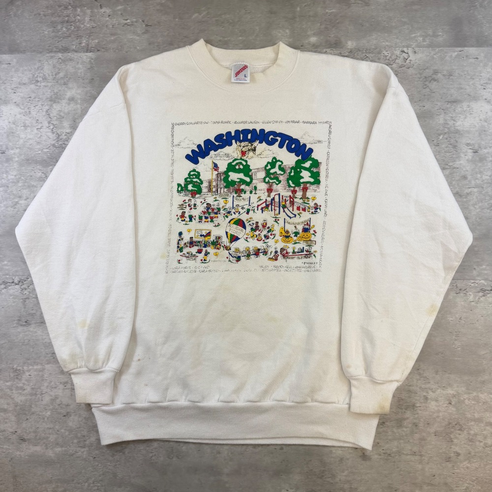 Vintage Jerzees Washington All-Staff Picnic Sweatshirt White Large Made in USA